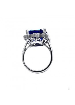 Tanzinit and diamond dress ring designed and manufactured by Bernard haberl at bernards Jewellers bottom view