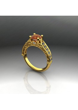 burnt Orange diamond set in 18ct yellow gold at Bernards jewellers 3d
