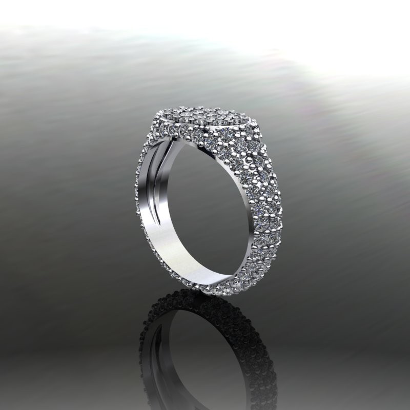 GR0023   VIEW BERNARDS JEWELLERS SIGNET RING WITH PAVE DIAMONDS designed by Diana Garreau and manufactured at Bernards Jewellers