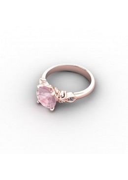 9CT MORGANITE AND DIAMOND RING Designed BY BERNARDS JEWELLERS flat view